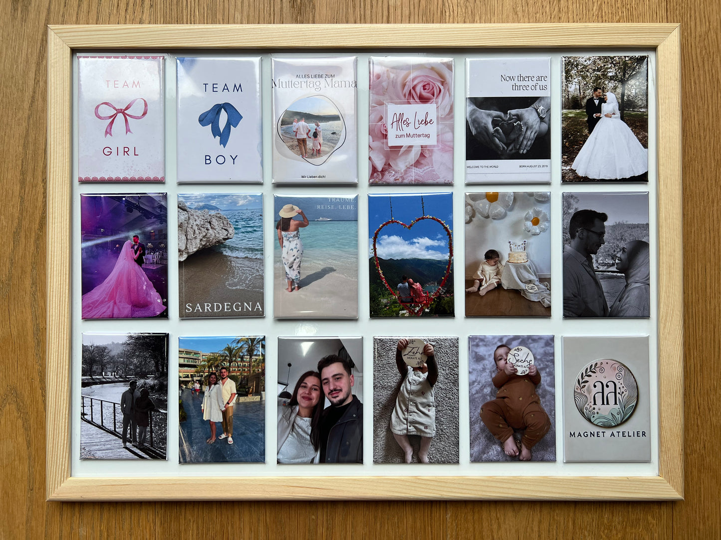 Magnettafel-Set mit 18 Fotomagneten